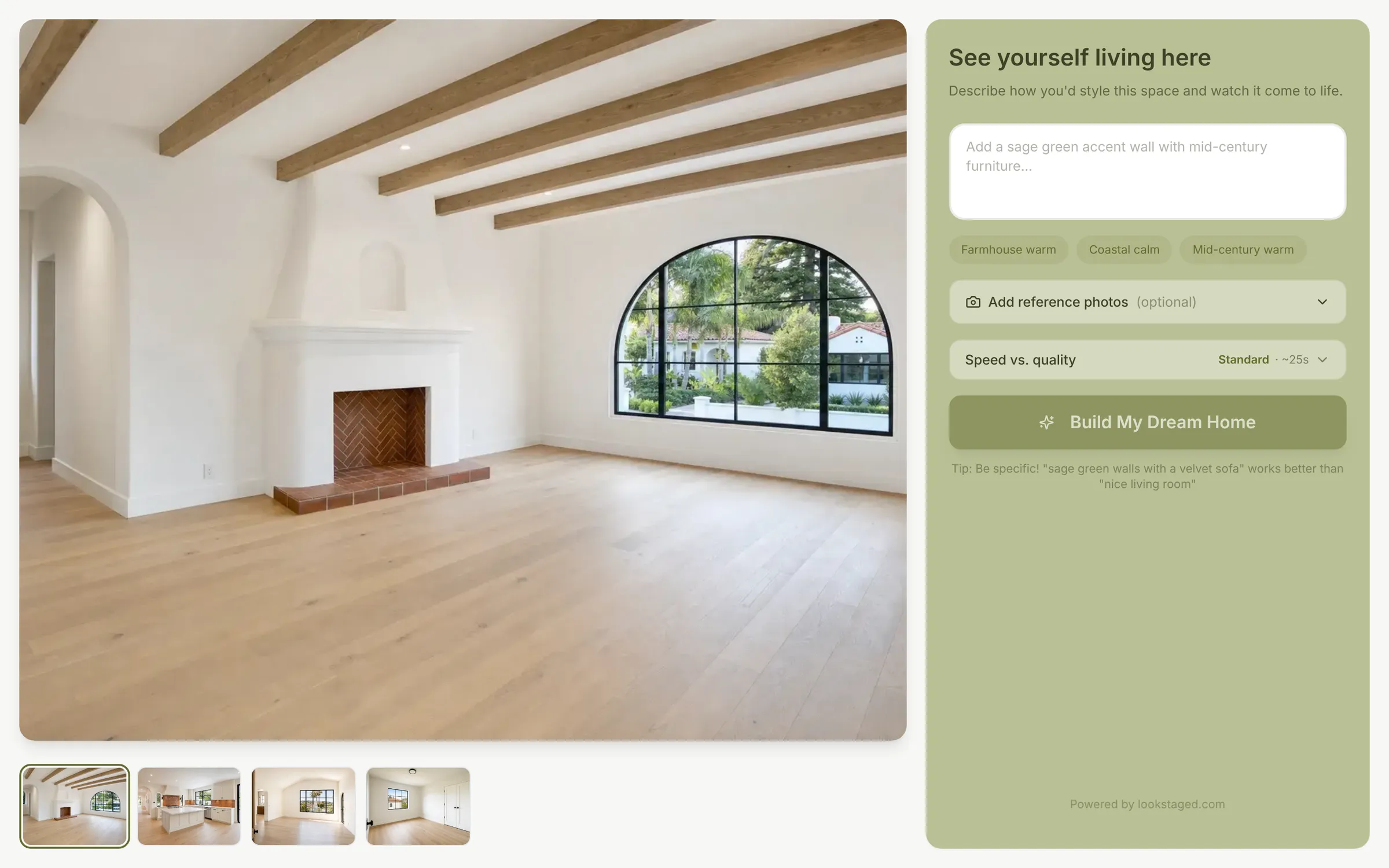 The Casa del Sol buyer page a QR code opens, where buyers describe how they would style a room